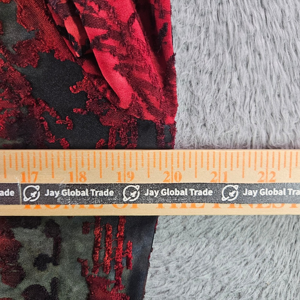 Caleesa Womens Mixed Media Patchwork Tunic Top Leopard Burnout Velvet Red Size M - Picture 7 of 9